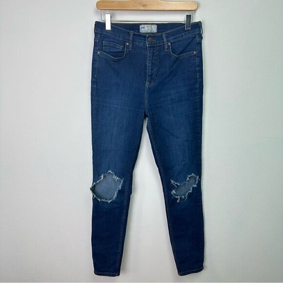 FREE People  High Rise Busted Knee Distressed Skinny Jeans Size 29 - Picture 2 of 5